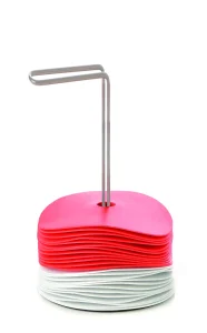Set of 24 circle mats with metal holder - yellow/orange - dia. 15 cm 