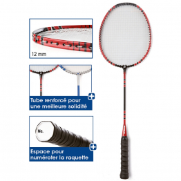 Steel/alu badminton racket with T - 66 cm - 105 gr                   