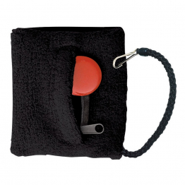 Wrist band with zip and cord for whistle - Black - with head card    